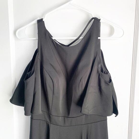 Kleinfeld Satin Formal Cold Shoulder Maxi Dress Strappy Back Black Bridesmaid 2 - Picture 4 of 16
